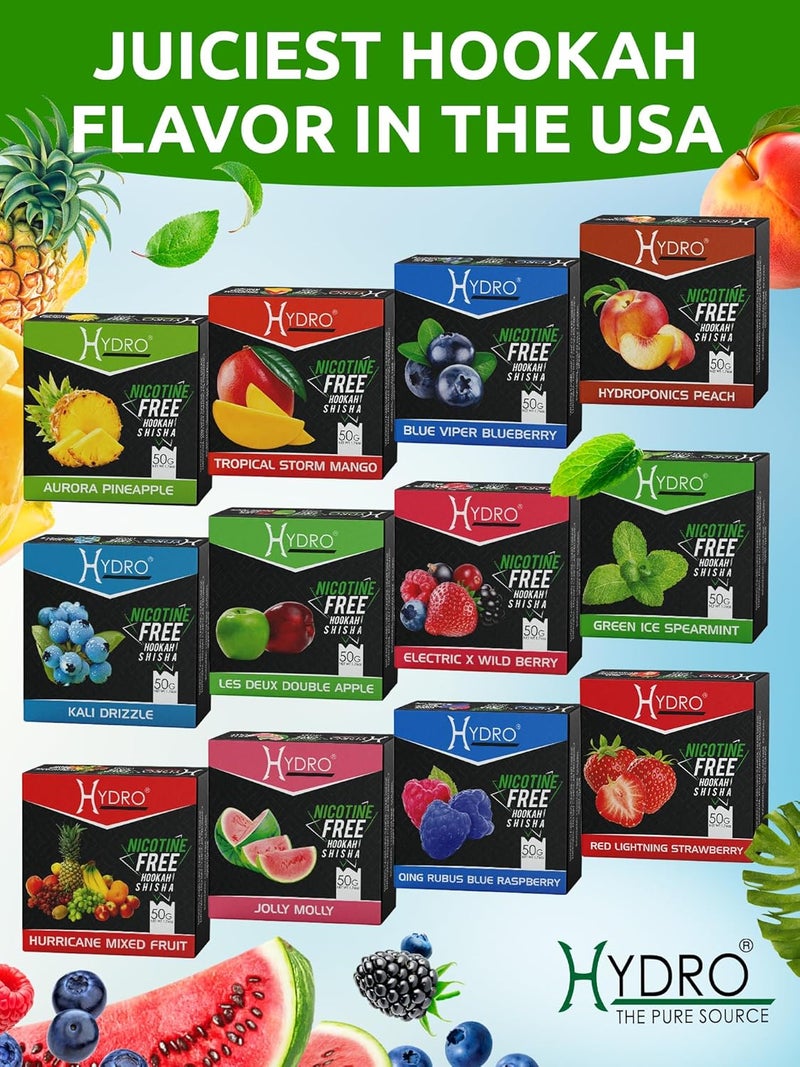 Hydro Hookah Flavors Bundle – Tobacco Free & Nicotine Free Shisha Arctic Lychee, Cola, Bubble Gum, Banana, and Molly Mint – Natural, Long-Lasting, Smooth Taste, 50-Gram Packs (Pack of 5) - Image 5